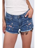 Denim shorts with embroidery, dark blue L5 - Online store - Boutique